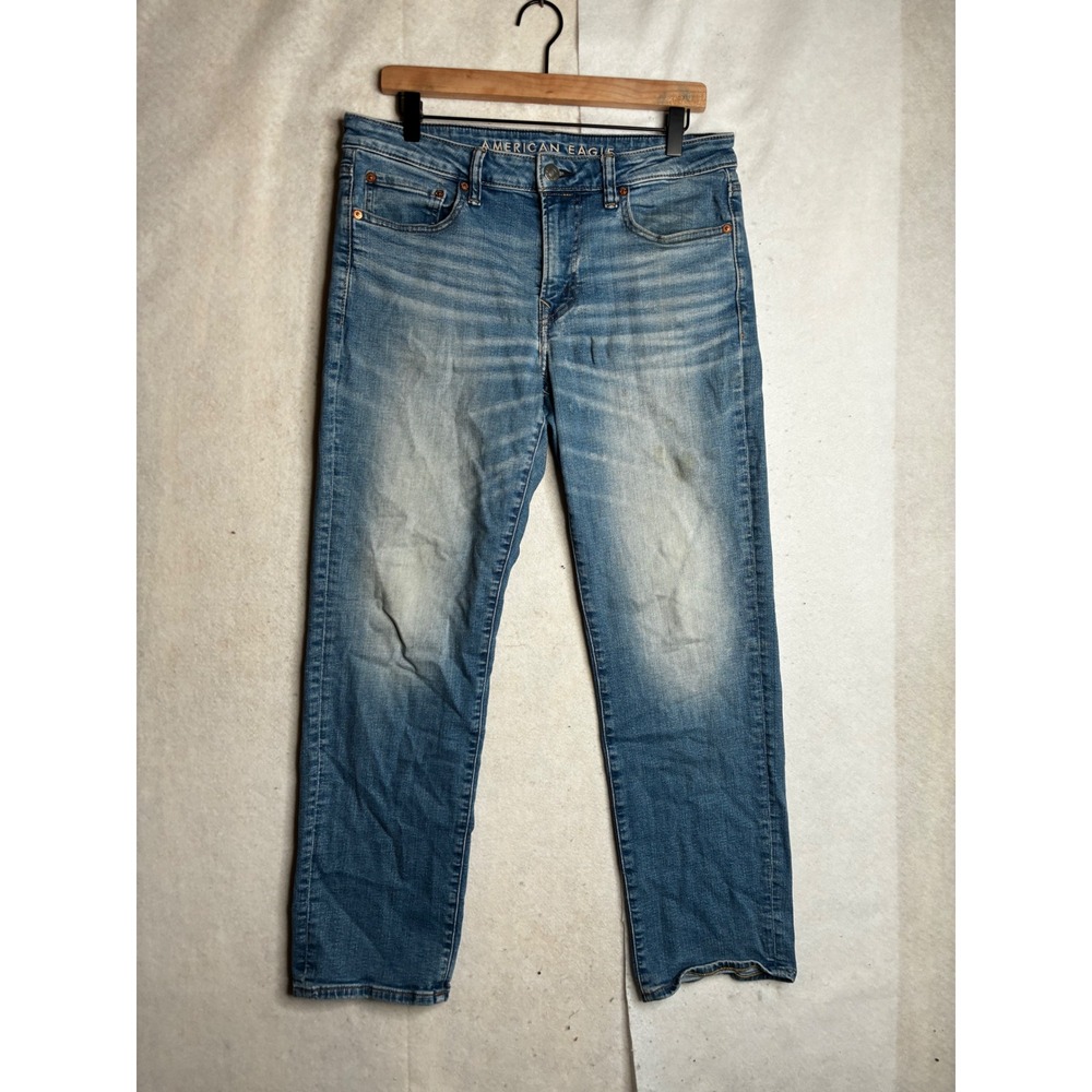 American Eagle Airflex+ Mens Straight Leg Jeans Blue Wash 32x30 (Fits 34x28)‎